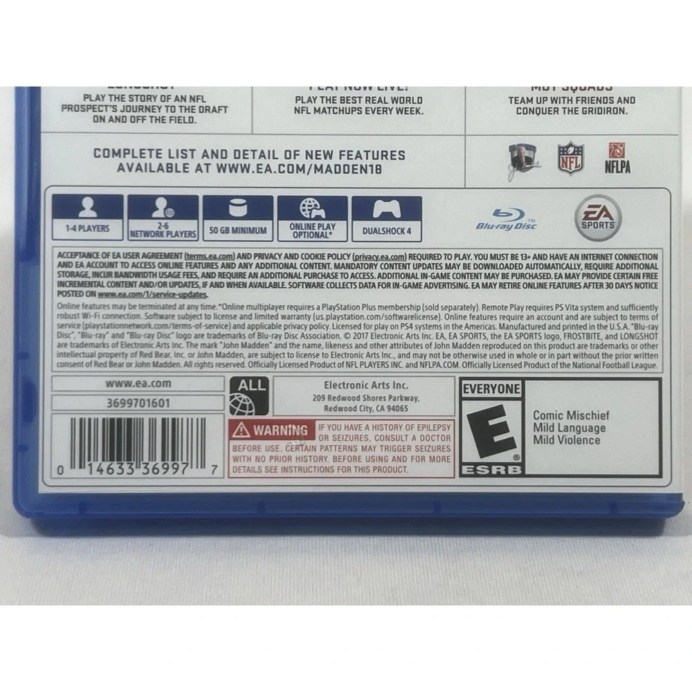 Madden NFL 18‎ PS4 Football Video Game EA Sports PlayStation 4 Tested